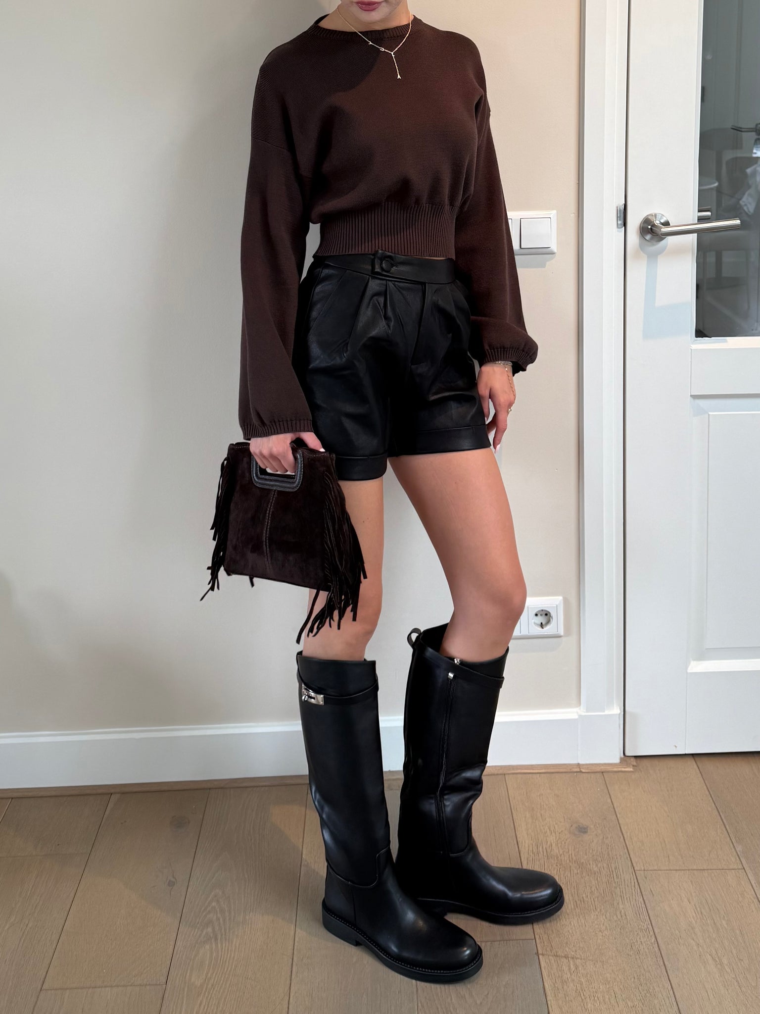 Faux leather shorts